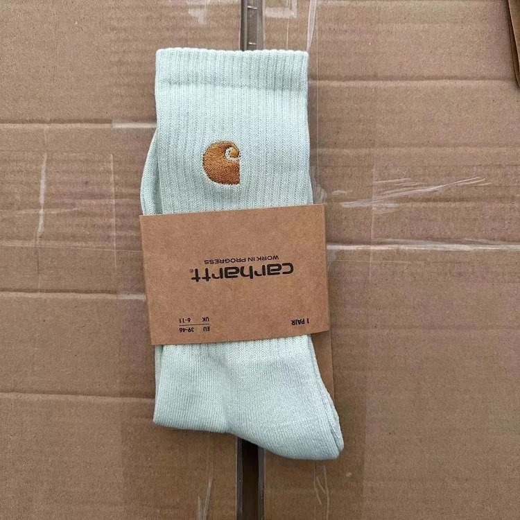 Carhartt men's and women's European and American fashion brand towel bottom gold label embroidery simple workwear style skateboard sports socks