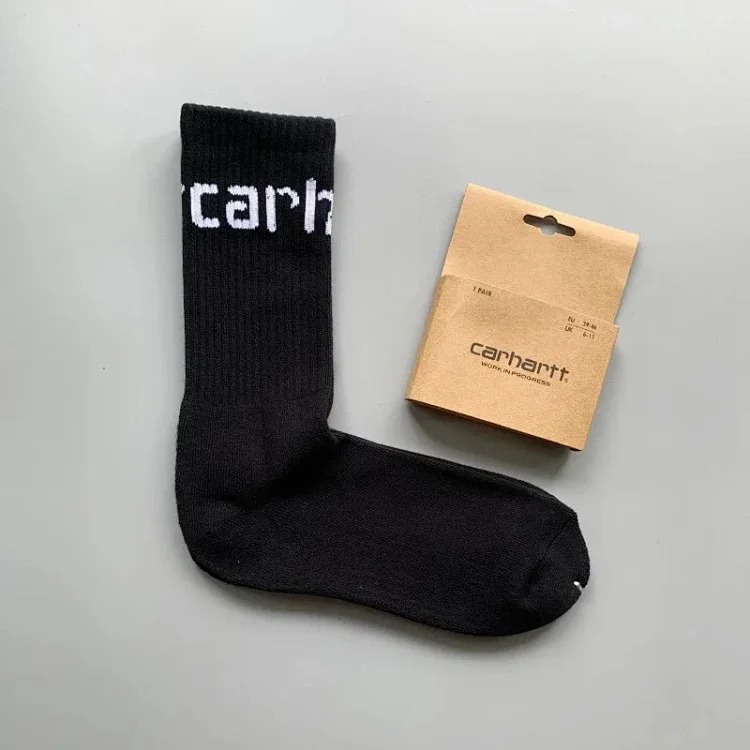 Carhartt men's and women's European and American fashion brand towel bottom gold label embroidery simple workwear style skateboard sports socks