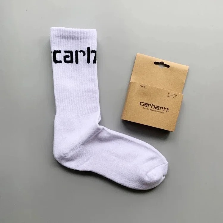 Carhartt men's and women's European and American fashion brand towel bottom gold label embroidery simple workwear style skateboard sports socks