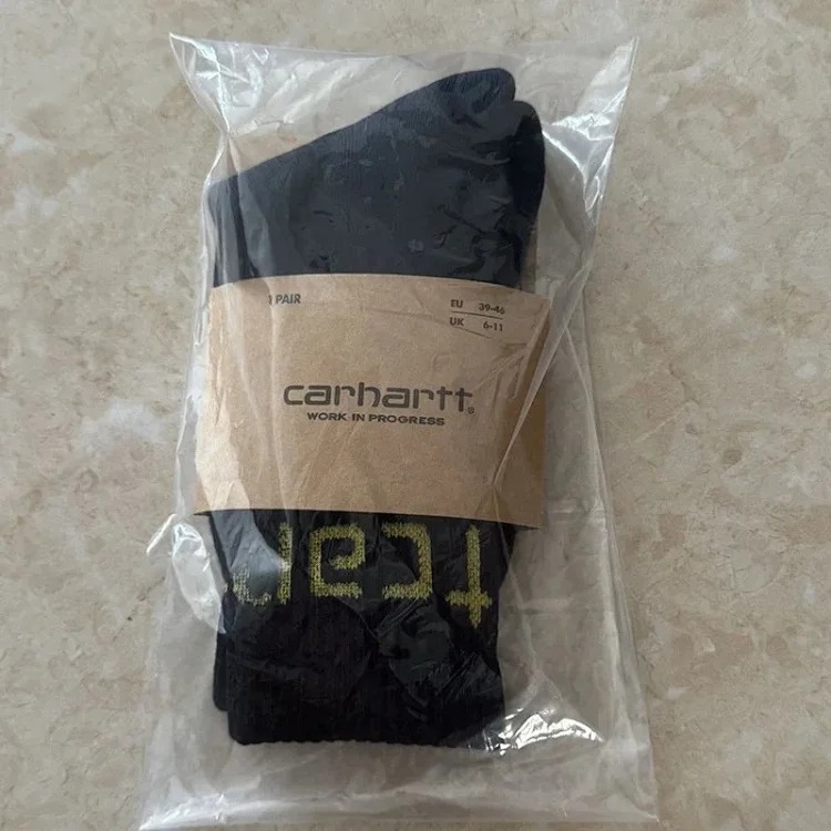 Carhartt men's and women's European and American fashion brand towel bottom gold label embroidery simple workwear style skateboard sports socks