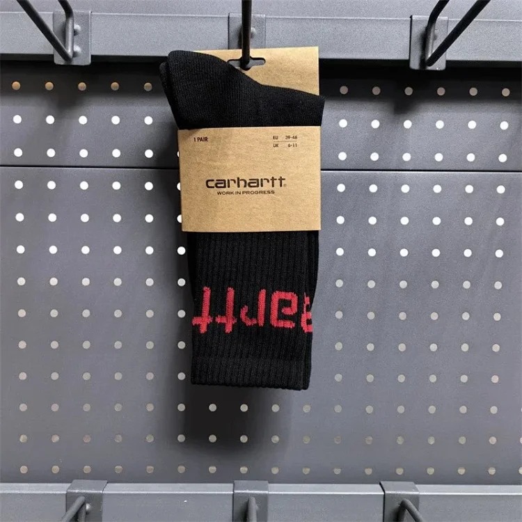 Carhartt men's and women's European and American fashion brand towel bottom gold label embroidery simple workwear style skateboard sports socks