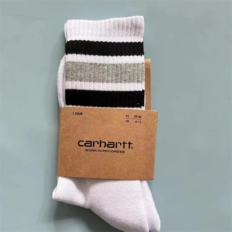 Carhartt men's and women's European and American fashion brand towel bottom gold label embroidery simple workwear style skateboard sports socks