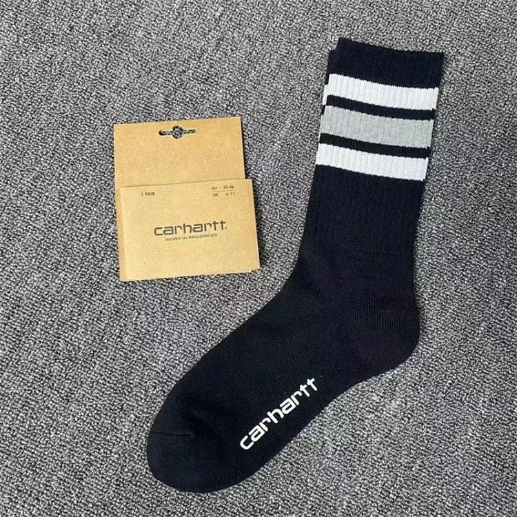 Carhartt men's and women's European and American fashion brand towel bottom gold label embroidery simple workwear style skateboard sports socks
