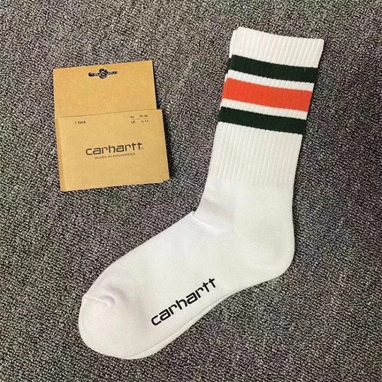 Carhartt men's and women's European and American fashion brand towel bottom gold label embroidery simple workwear style skateboard sports socks
