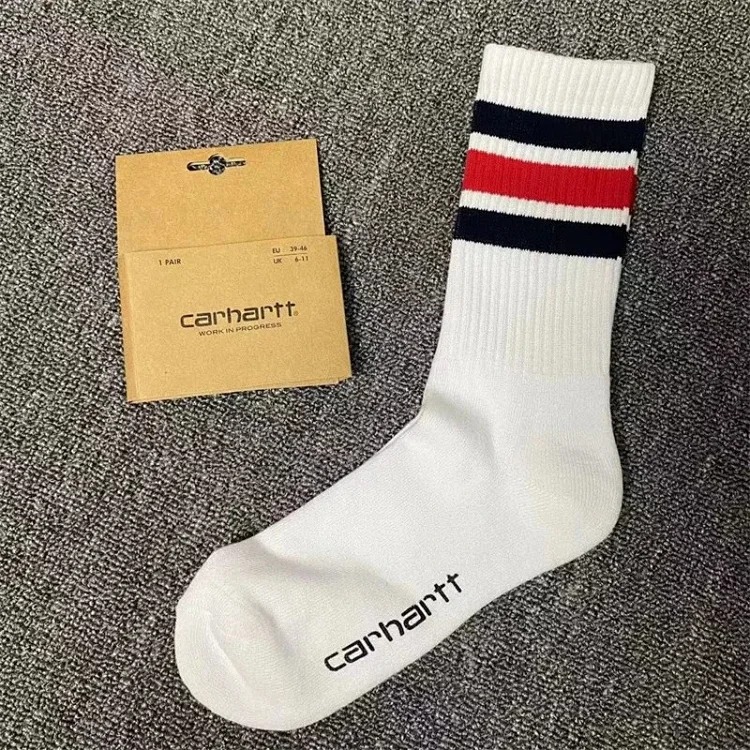 Carhartt men's and women's European and American fashion brand towel bottom gold label embroidery simple workwear style skateboard sports socks