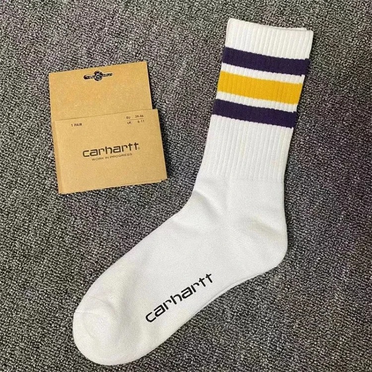 Carhartt men's and women's European and American fashion brand towel bottom gold label embroidery simple workwear style skateboard sports socks
