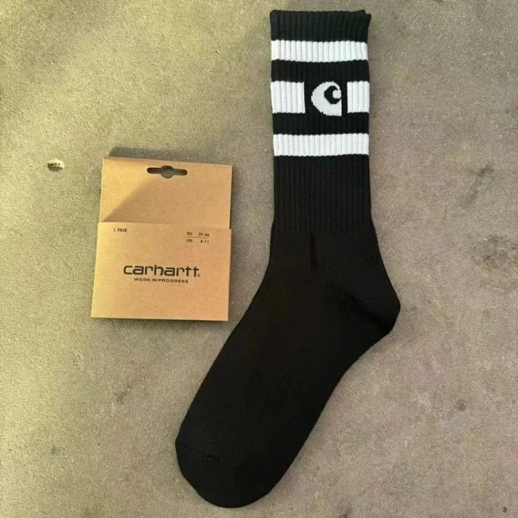 Carhartt men's and women's European and American fashion brand towel bottom gold label embroidery simple workwear style skateboard sports socks