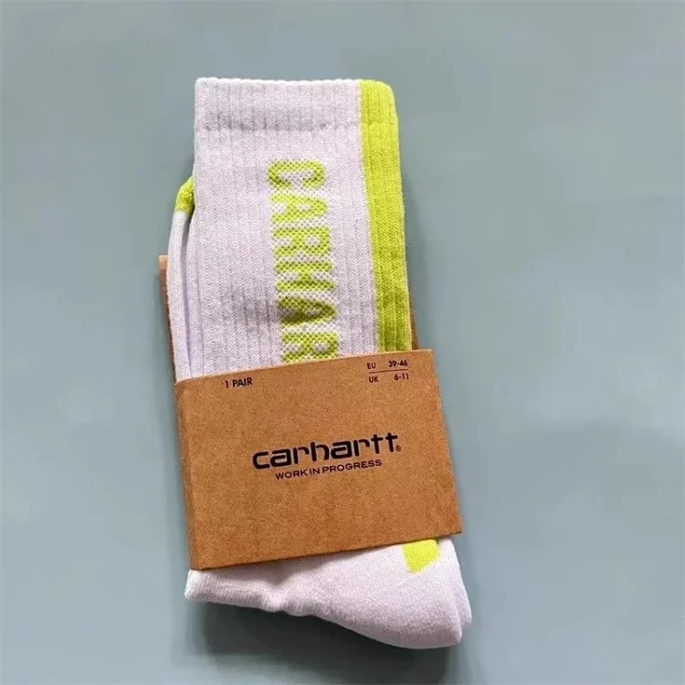 Carhartt men's and women's European and American fashion brand towel bottom gold label embroidery simple workwear style skateboard sports socks