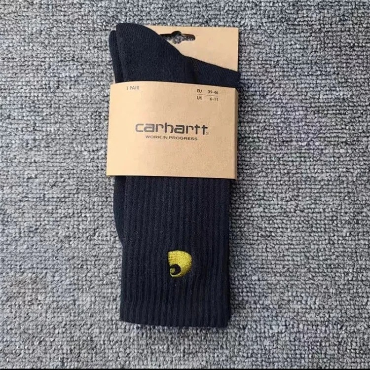 Carhartt men's and women's European and American fashion brand towel bottom gold label embroidery simple workwear style skateboard sports socks