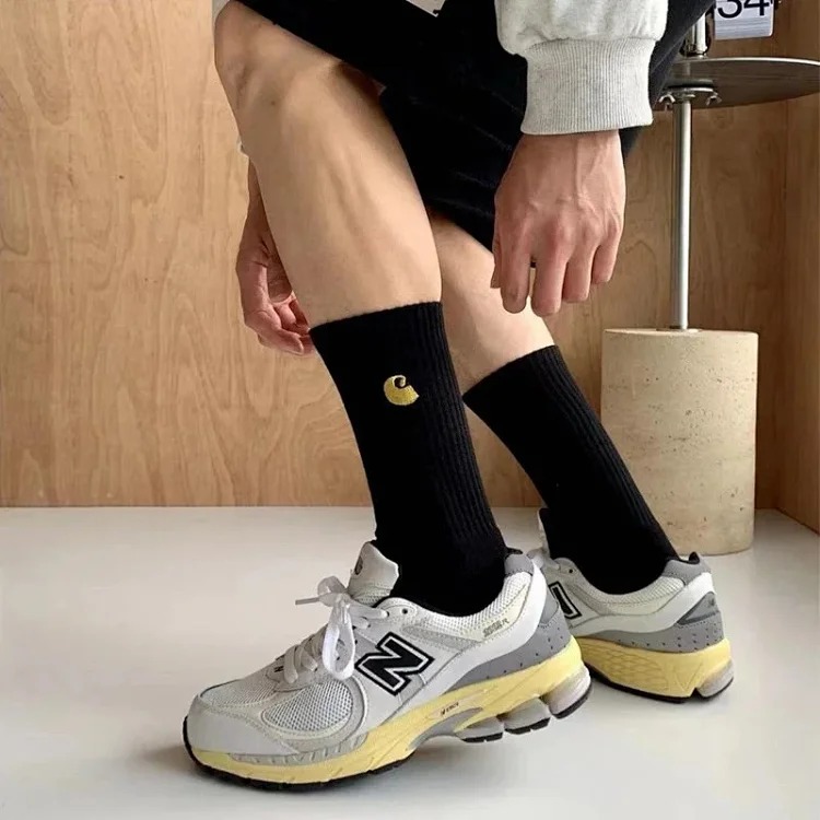 Carhartt men's and women's European and American fashion brand towel bottom gold label embroidery simple workwear style skateboard sports socks