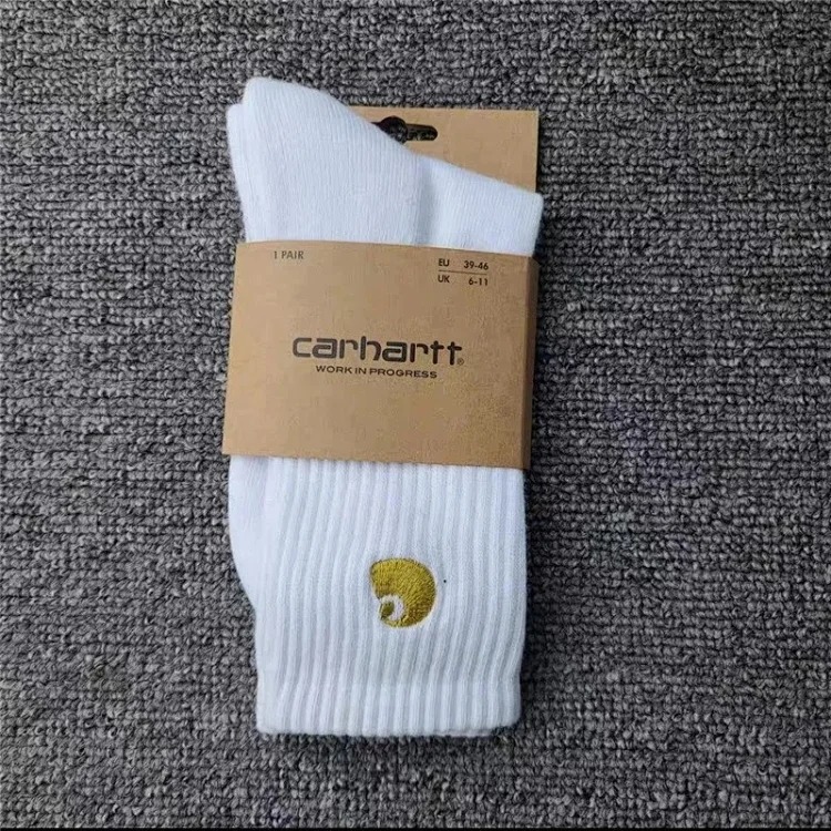 Carhartt men's and women's European and American fashion brand towel bottom gold label embroidery simple workwear style skateboard sports socks