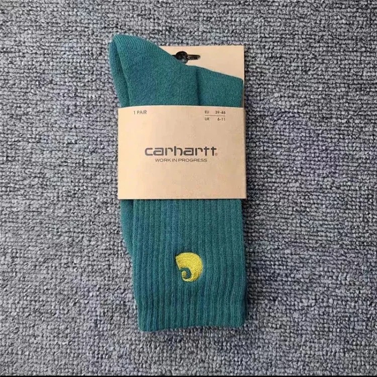 Carhartt men's and women's European and American fashion brand towel bottom gold label embroidery simple workwear style skateboard sports socks