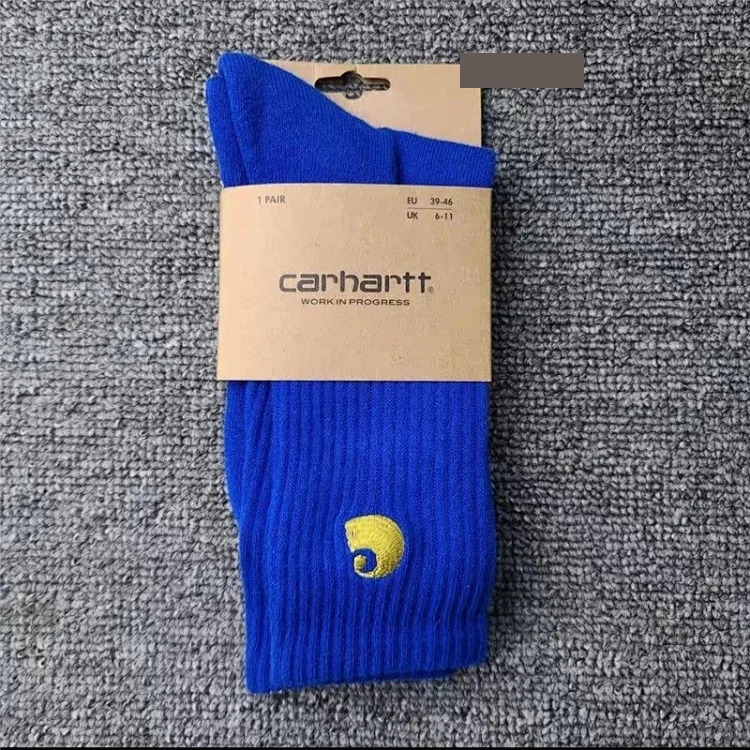 Carhartt men's and women's European and American fashion brand towel bottom gold label embroidery simple workwear style skateboard sports socks