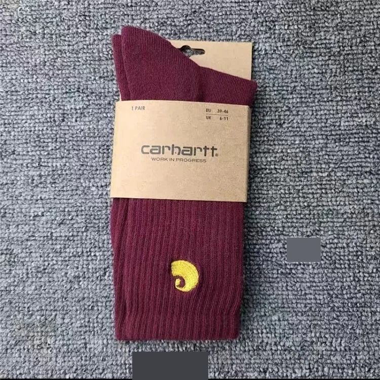 Carhartt men's and women's European and American fashion brand towel bottom gold label embroidery simple workwear style skateboard sports socks