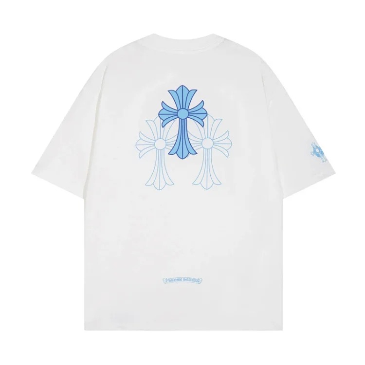 Chrome Hearts 24SS new CH color leather cross contrast short-sleeved T-shirt