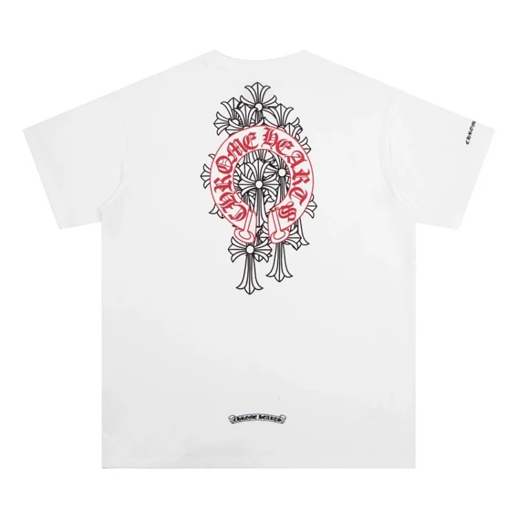 Chrome Hearts 24SS new CH color leather cross contrast short-sleeved T-shirt