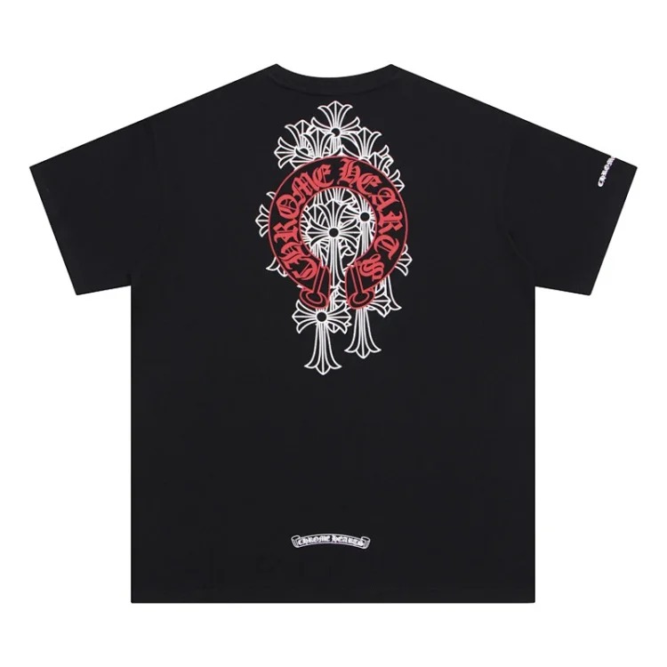 Chrome Hearts 24SS new CH color leather cross contrast short-sleeved T-shirt
