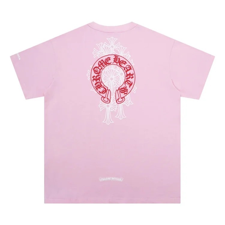 Chrome Hearts 24SS new CH color leather cross contrast short-sleeved T-shirt