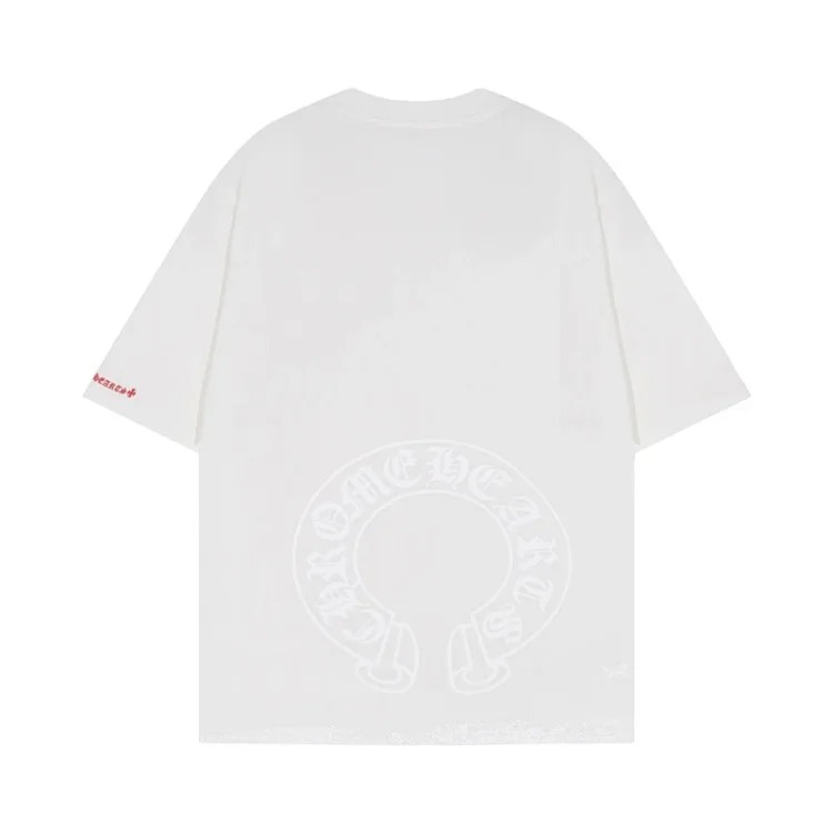 Chrome Hearts 24SS new CH color leather cross contrast short-sleeved T-shirt
