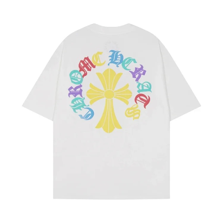 Chrome Hearts 24SS new CH color leather cross contrast short-sleeved T-shirt