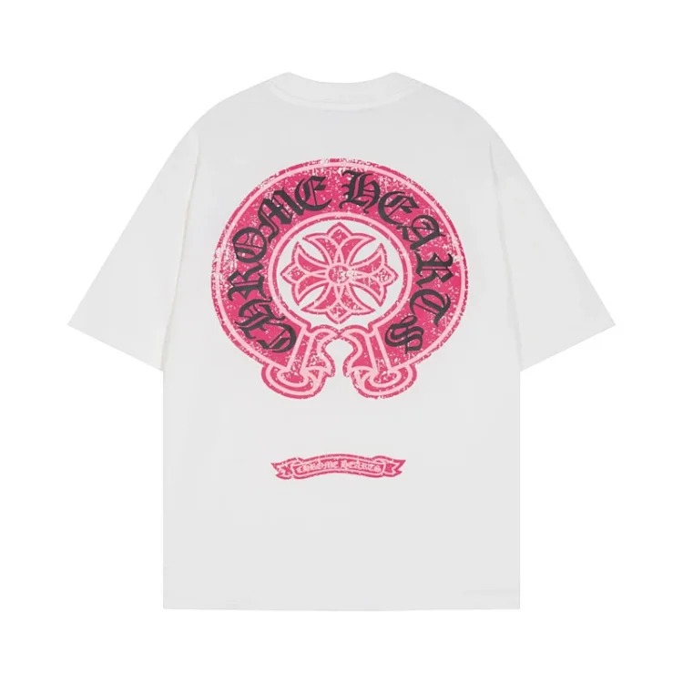 Chrome Hearts 24SS new CH color leather cross contrast short-sleeved T-shirt