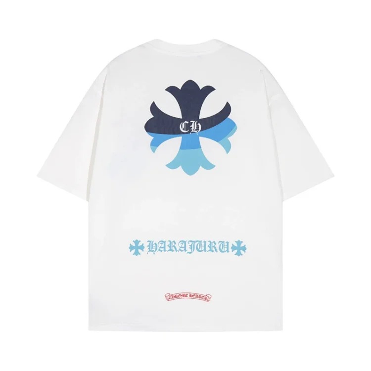 Chrome Hearts 24SS new CH color leather cross contrast short-sleeved T-shirt