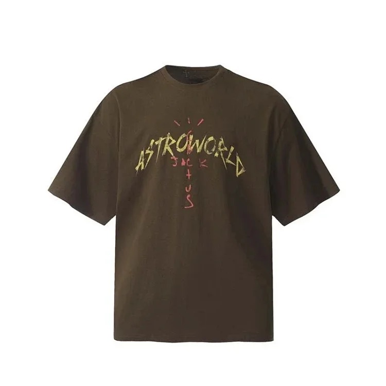 TRAVIS SCOTT CACTUS JACK album peripheral commemorative T-shirt simple letter print round neck short sleeves