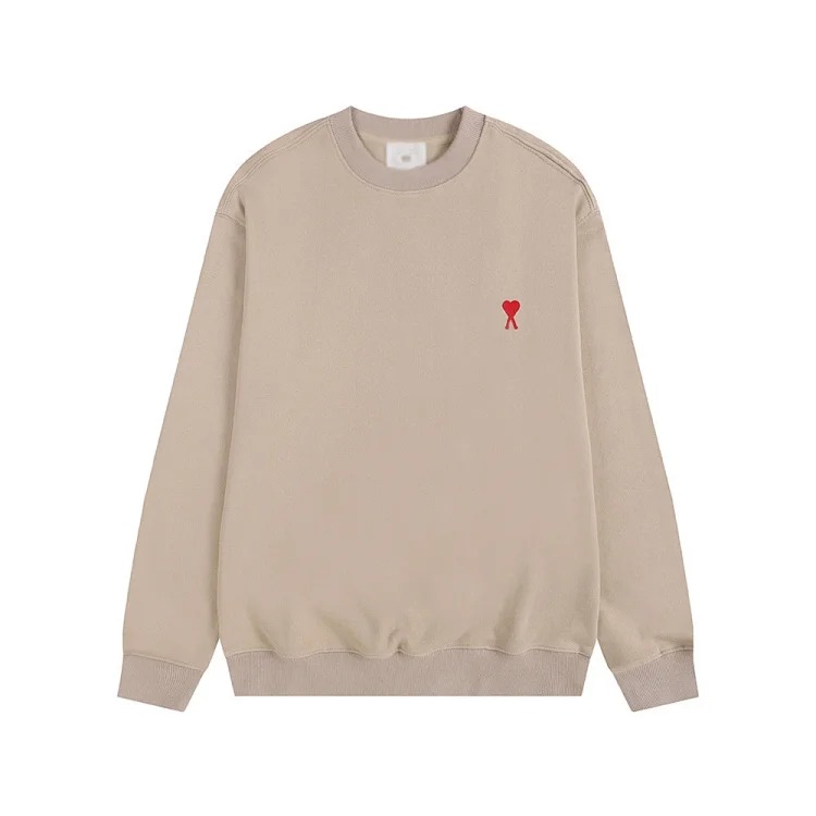 Small love embroidered round neck sweatshirt, loose casual for men and women