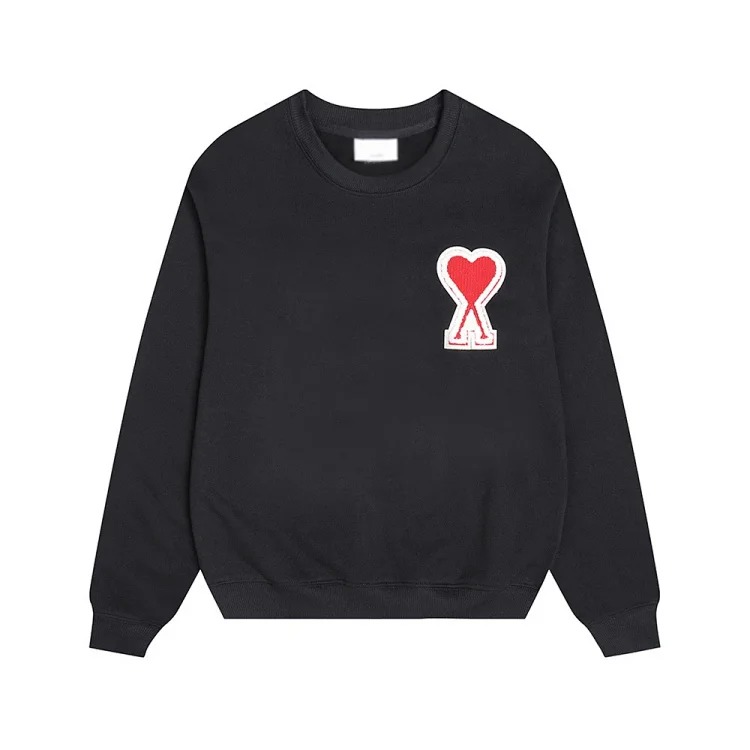 Small love embroidered round neck sweatshirt, loose casual for men and women