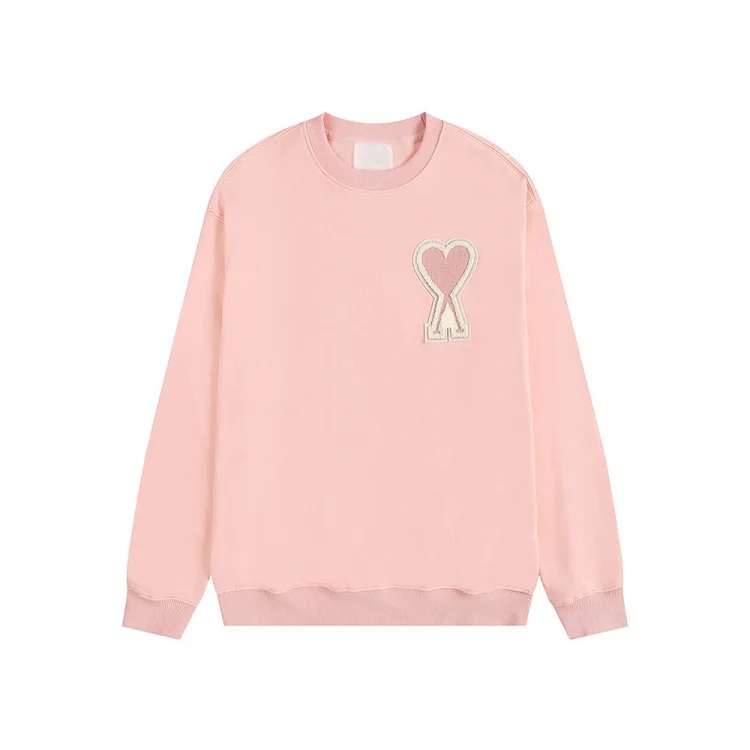 Small love embroidered round neck sweatshirt, loose casual for men and women