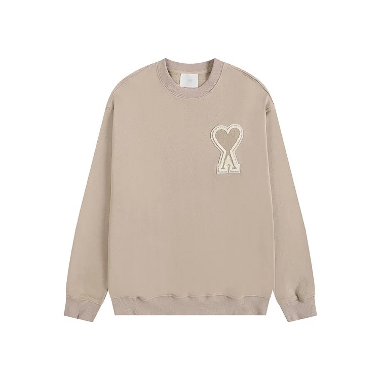 Small love embroidered round neck sweatshirt, loose casual for men and women
