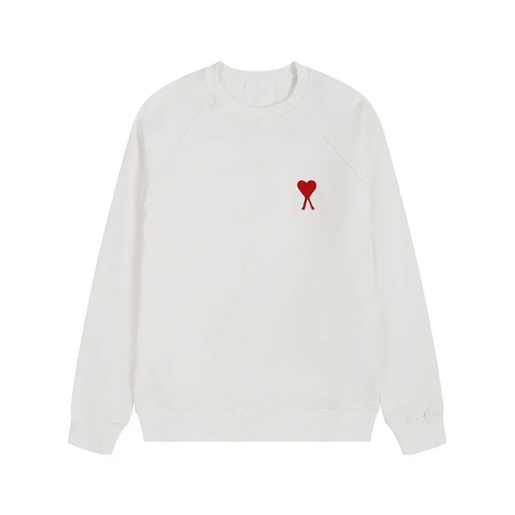 Small love embroidered round neck sweatshirt, loose casual for men and women