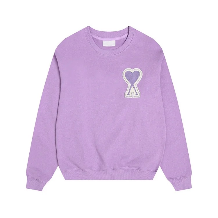 Small love embroidered round neck sweatshirt, loose casual for men and women