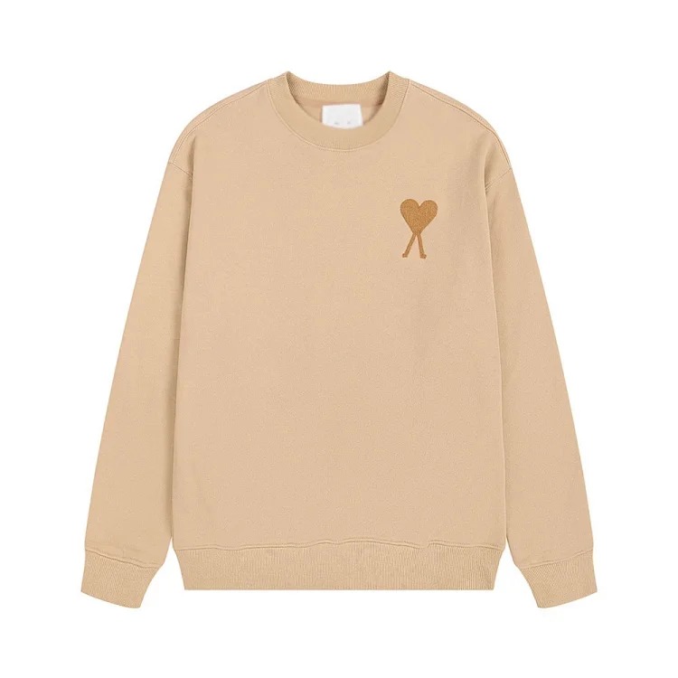 Small love embroidered round neck sweatshirt, loose casual for men and women