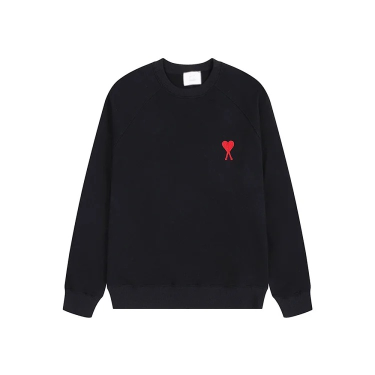 Small love embroidered round neck sweatshirt, loose casual for men and women