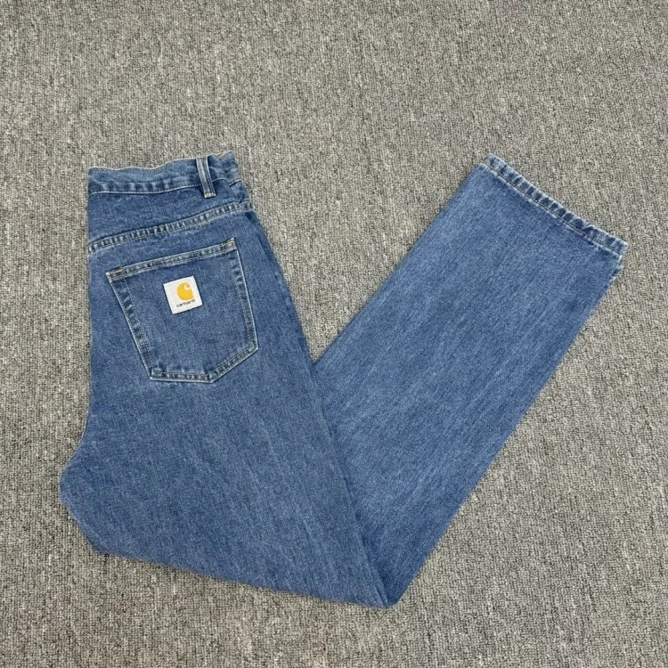 Versatile classic logo casual straight-leg denim trousers