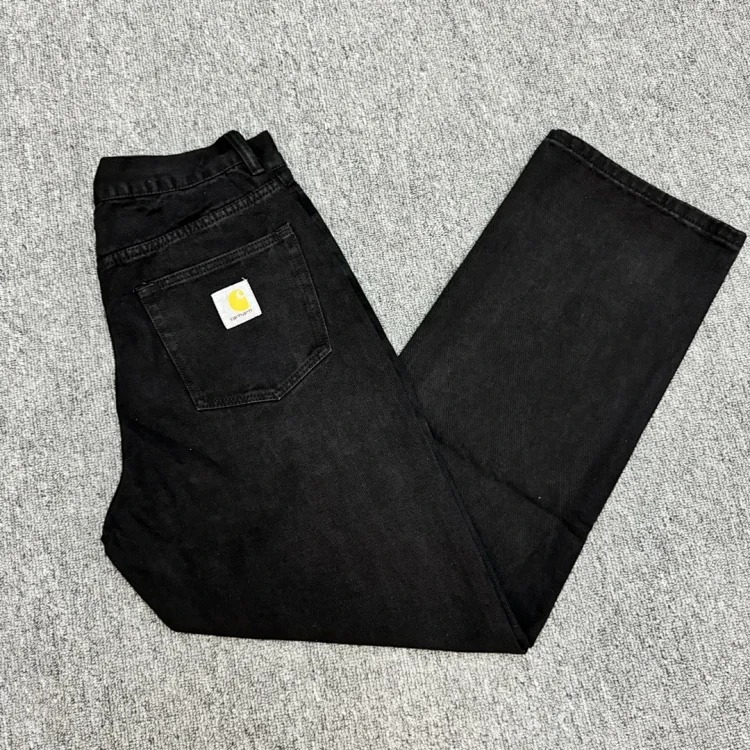 Versatile classic logo casual straight-leg denim trousers