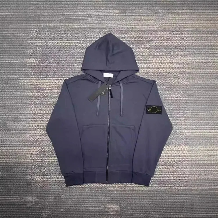 Hooded sweatshirt solid color island armband badge style zipper sweatshirt jacket