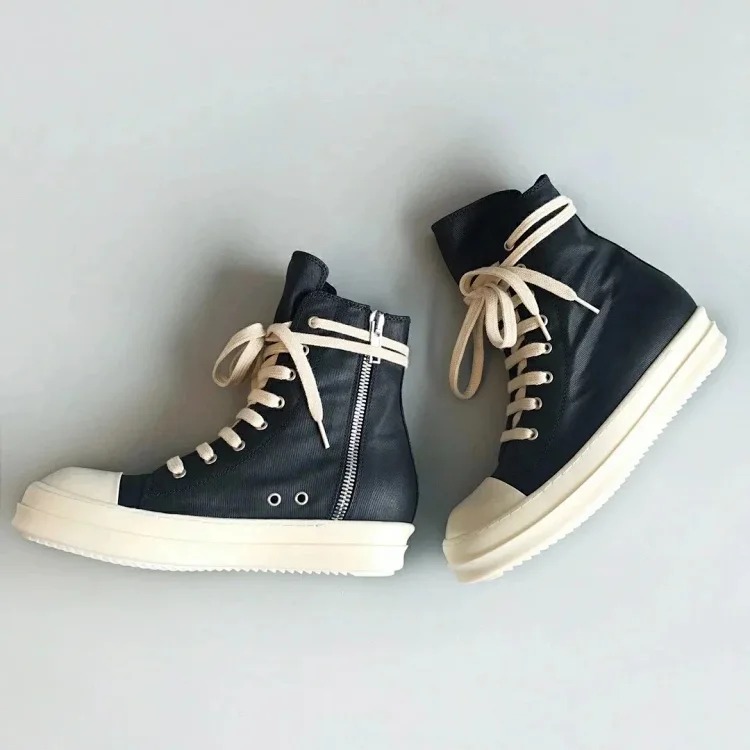 Rick Owens RO double line DRKSHDW old wax cloth High Top Sneakers image 5