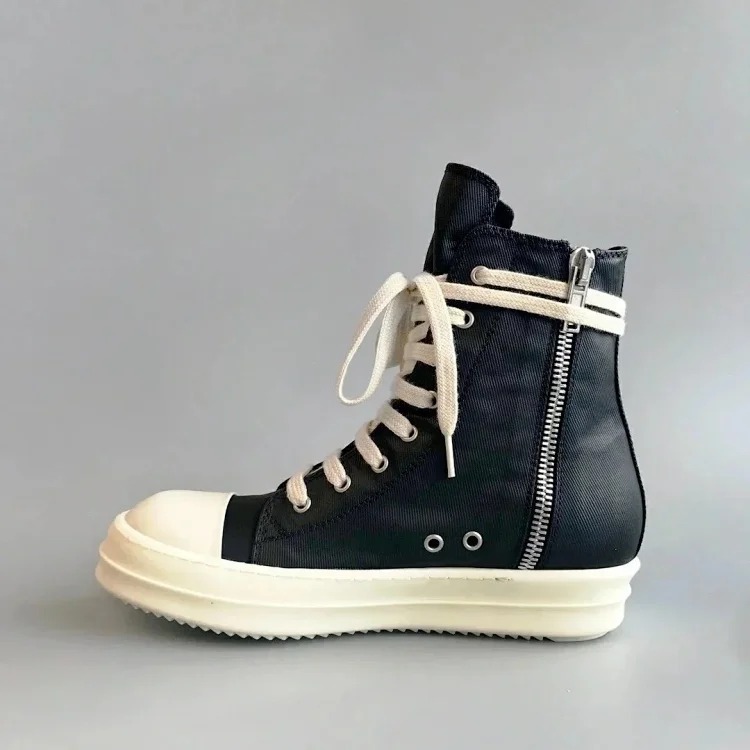 Rick Owens RO double line DRKSHDW old wax cloth High Top Sneakers image 6