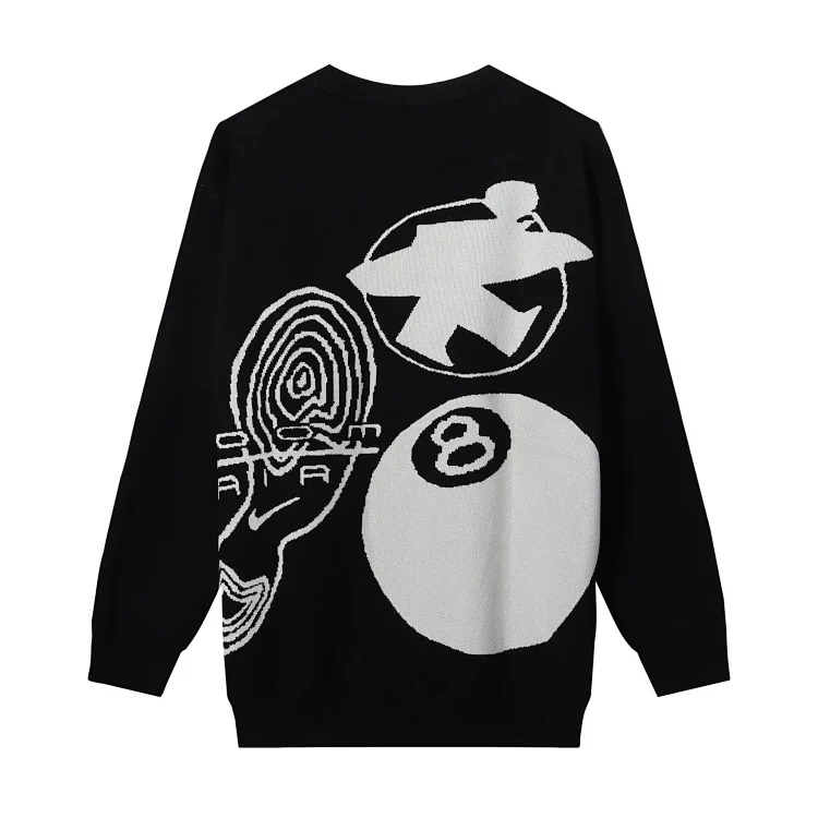 2023 cross-border European and American foreign trade spot new S letter series mosquito coil jacquard logo solid color round neck sweater