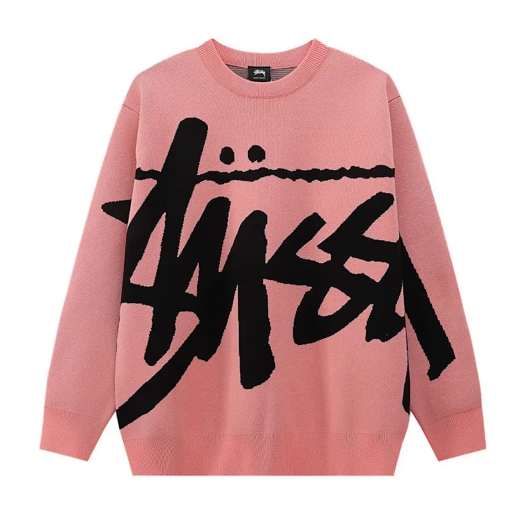 2023 cross-border European and American foreign trade spot new S letter series mosquito coil jacquard logo solid color round neck sweater