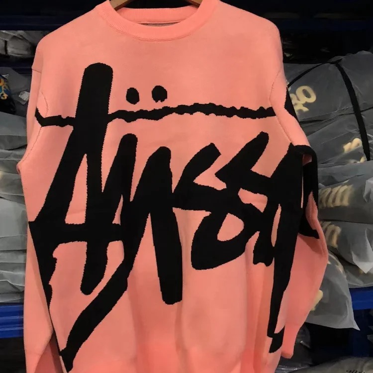 2023 cross-border European and American foreign trade spot new S letter series mosquito coil jacquard logo solid color round neck sweater