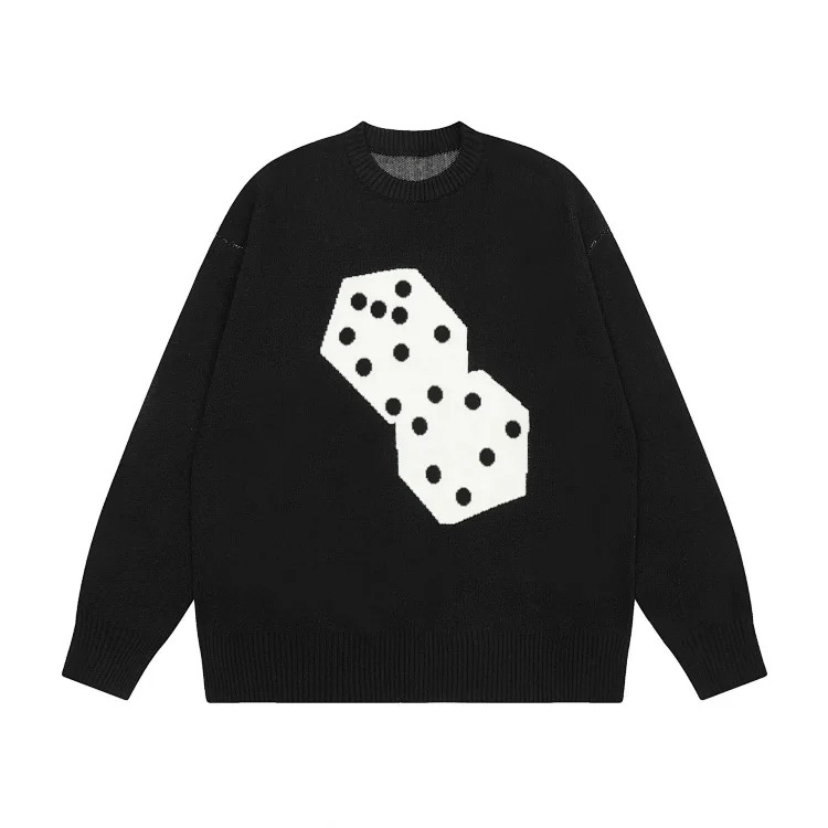 2023 cross-border European and American foreign trade spot new S letter series mosquito coil jacquard logo solid color round neck sweater