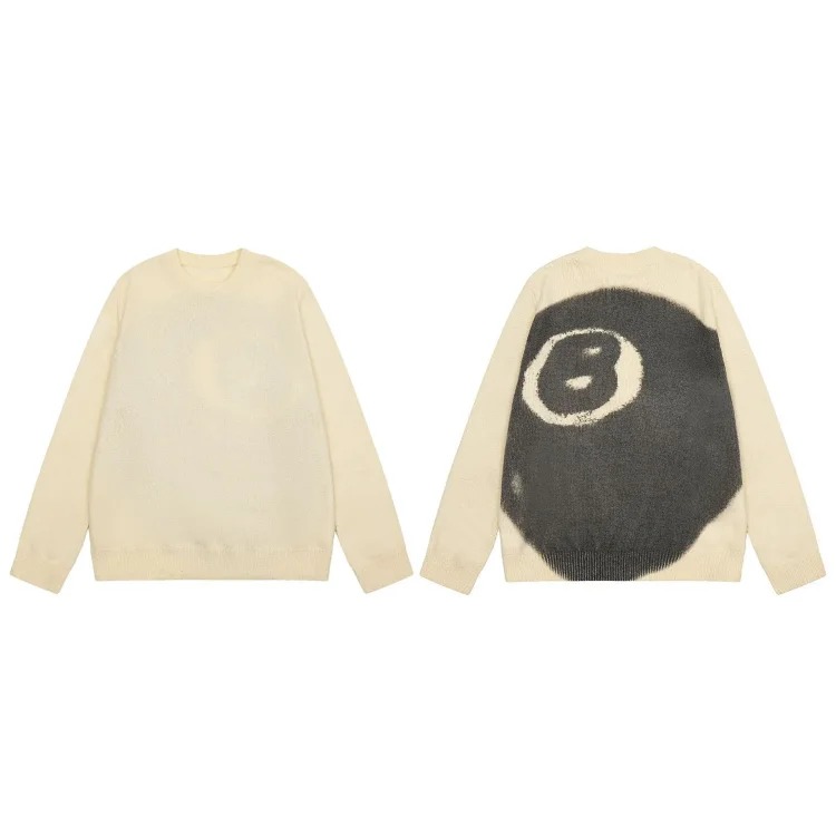 2023 cross-border European and American foreign trade spot new S letter series mosquito coil jacquard logo solid color round neck sweater