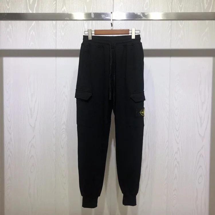 Cross-border Stone Island 2024fw men's tapered cotton sweatpants autumn and winter overalls sweatpants black