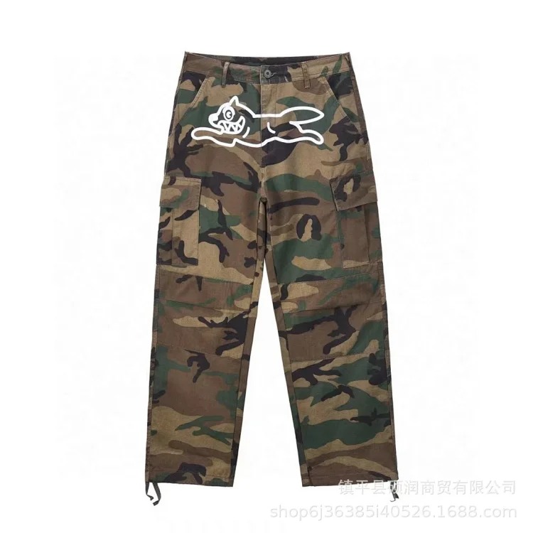 American high street fashion brand flying dog print unisex denim trousers