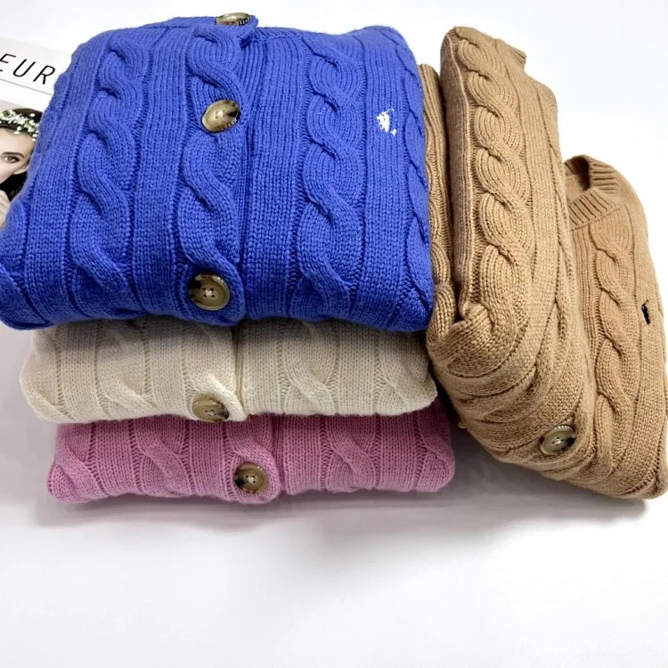 RL high quality Raff Ponyboy embroidered wool 24 autumn and winter women's knitted cardigan women's sweater