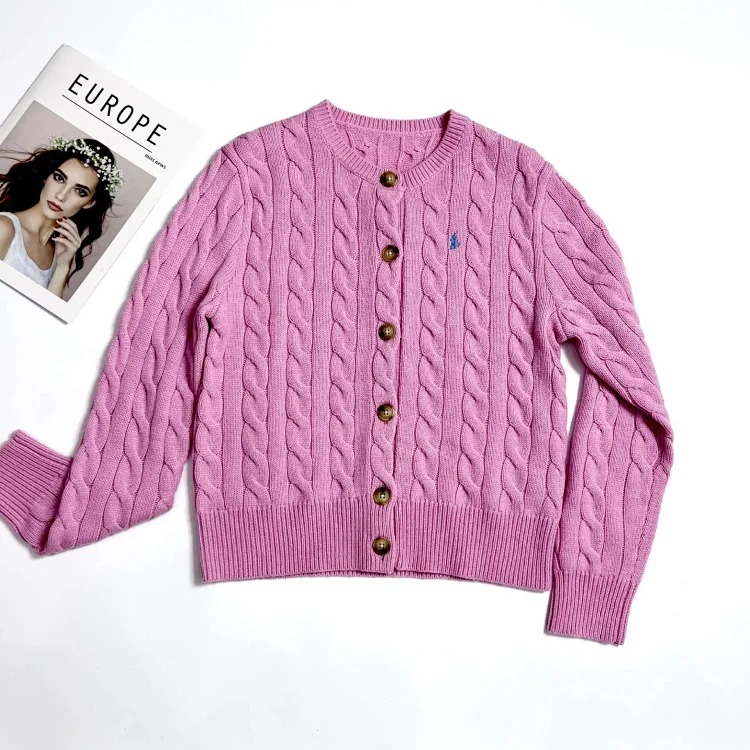 RL high quality Raff Ponyboy embroidered wool 24 autumn and winter women's knitted cardigan women's sweater