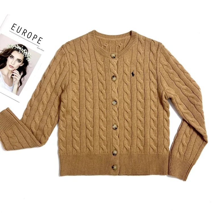 RL high quality Raff Ponyboy embroidered wool 24 autumn and winter women's knitted cardigan women's sweater